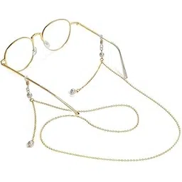 a v fashion AV Fashion India - Eye Glasses String Holder Healing 63 CM Crystal Beaded 8 mm Stylish Sunglass Reading Eyeglass Cord Adjustable End Glasses Holder Necklace Chains for Women & Girl Golden White Colour-picture-35