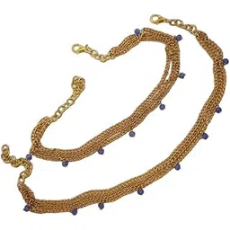 a v fashion INDIA - Traditional Crystal & Gold Plated Brass Chain for Women & Girls Delicate Antique Gold Plated Anklets Indian Payal Golusu boho jewelry Delicate Chain Set of 1 Pair-picture-17