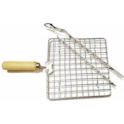 a2sk Roasting Net with Steel Tong Stainless Steel Wire Roaster, Papad Jali,Roti Grill,Chapati Grill Square 17 cm, 27 cm Utility Tongs-picture-10