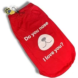 A+A Pets Graphic Printed Do You Nose I Love You Premium Tshirt | for Dog, Puppy, and Cat | Round Neck | Breathable Costumes Soft, Light Weight Apparel | 100% Cotton (4XL, Red)-picture-10