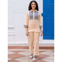 Aadews Embroidered Shirt Collar Shirt With Trousers Co-Ords-picture-11