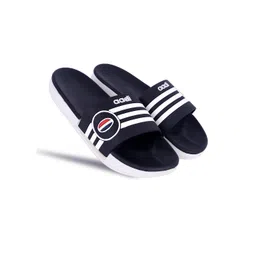 aadi Men Navy Blue & White Rubber Casual Sliders-picture-24