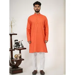 Aadi Shuddh Men Orange Kurtas-picture-29