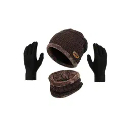 aadikart Men Cable-Knit Beanie & Gloves Set-picture-14