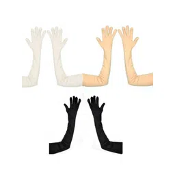 Aadikart Pack Of 3 Cotton Sun Protection Full Hand Gloves-picture-29
