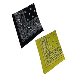 Aadikart Unisex Pack of 2 Black & Yellow Printed Cotton Bandanas-picture-27
