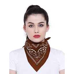 Aadikart Unisex Pack Of 2 Blue & Brown Paisley Printed Cotton Bandanas-picture-40
