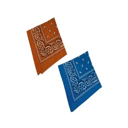 Aadikart Unisex Pack of 2 Blue & Orange Printed Cotton Bandanas-picture-26