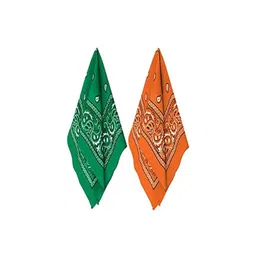 Aadikart Unisex Pack Of 2 Orange & Green Paisley Printed Cotton Bandanas-picture-38