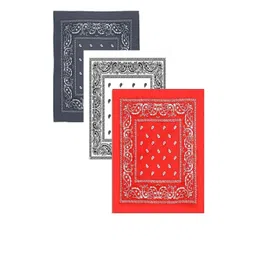 Aadikart Unisex Pack Of 3 Grey & Red Printed Cotton Bandana-picture-16