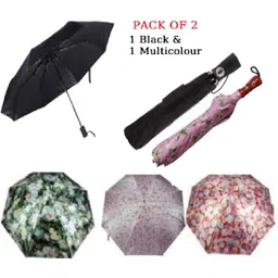 aadimart UNISEX UMBRELLA PACK OF 2 1 BLACK AND 1 RANDOM COLOUR PRINTED Umbrella-picture-11