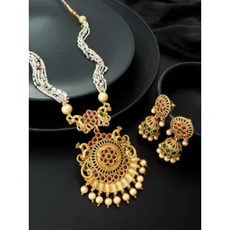 aadita Gold Plated & White Layered Jewellry Set-picture-26