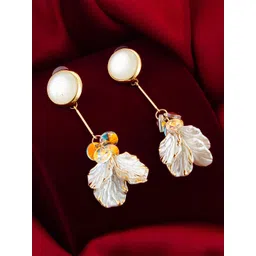 aadita Gold-Plated Artificial Beaded Circular Drop Earrings-image-46