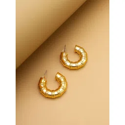 aadita Gold-Plated Crescent Shaped Half Hoop Earrings-picture-36