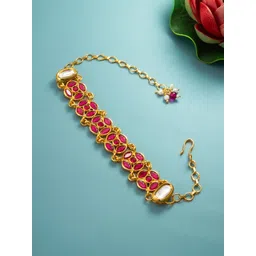 aadita Gold-Plated Crystals Studded Wraparound Bracelet-picture-15