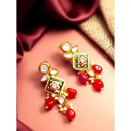 aadita Gold-plated Geometric Drop Earrings-image-49