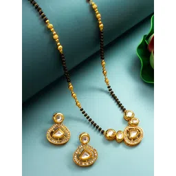 aadita Gold-Plated Kundan Stone Studded and Beaded Mangalsutra-picture-13