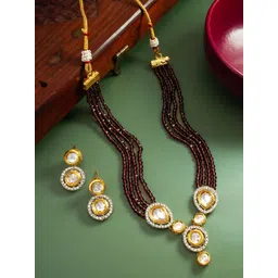 aadita Gold-Plated Kundan Studded & Beaded Jewellery Set-picture-25