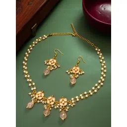 aadita Gold-Plated Kundan Studded & Beaded Jewellery Set-picture-27