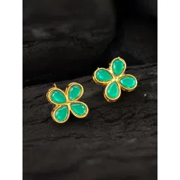 aadita Gold-Plated Kundan Studded Floral Shaped Studs-picture-23