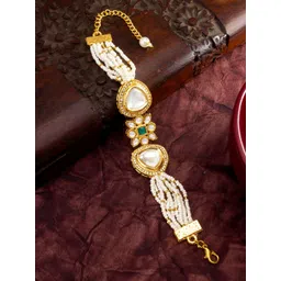 aadita Gold-Plated Pearls Beaded Cuff Bracelet-picture-34