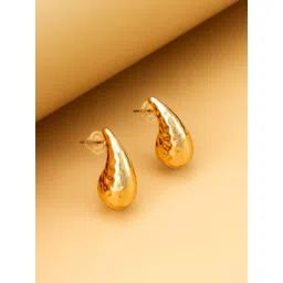 aadita Gold-Plated Teardrop Shaped Half Hoop Earrings-image-0