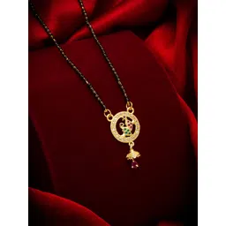 aadita Gold-Plated White & Black AD-Studded & Beaded Mangalsutra-picture-23