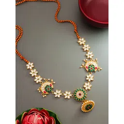 Aadita Gold-Plated White & Green Kundan Studded Matha Patti-picture-31