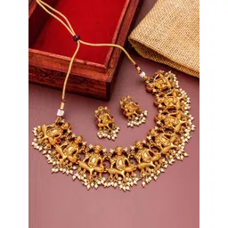 aadita Gold-Plated White Pearls-Studded & Beaded Jewellery Set-picture-30
