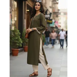 AADVIKA Women Ethnic Motifs Embroidered Regular Thread Work Kurta with Trousers-picture-22