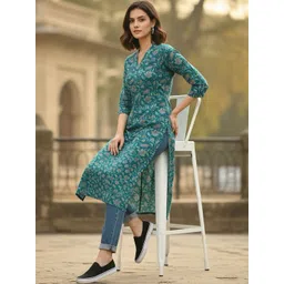 AADVIKA Women Printed Mirror Work Floral Kurta-picture-25