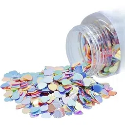 Aadyacrafts Multicolour Heart Shaped Sequins, 5mm, Iridescent Decorative Craft, 20g, JDSM09-picture-28