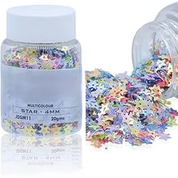 Aadyacrafts Multicolour Star Sequins, 4mm, Iridescent Craft Glitter Embellishments, 20g Container, JDSM11-picture-16