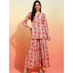 AAFAMI Women Floral Printed Regular Kurti with Sharara-picture-14