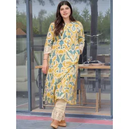 Aaghnya Ethnic Motifs Printed Mandarin Collar Kurta With Palazzo-picture-41
