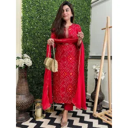 Aaghnya Women Ethnic Motifs Printed Regular Gotta Patti Kurta with Trousers & With Dupatta-picture-23