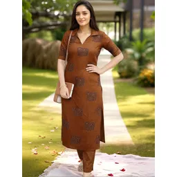 Aaghnya Women Ethnic Motifs Printed Regular Kurta with Trousers-picture-32