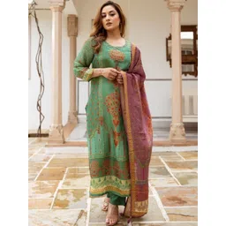 Aaghnya Women Ethnic Motifs Printed Regular Kurta with Trousers & With Dupatta-picture-18