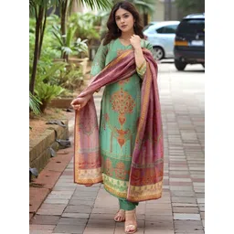 Aaghnya Women Ethnic Motifs Printed Regular Kurta with Trousers & With Dupatta-picture-16