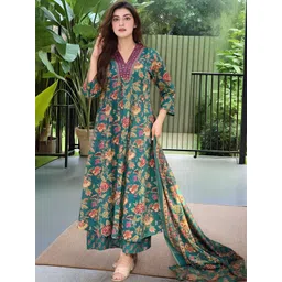 Aaghnya Women Floral Printed Kurta with Palazzos & Dupatta-picture-34