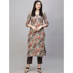 Aaghnya Women Floral Printed Kurta with Trousers-picture-27