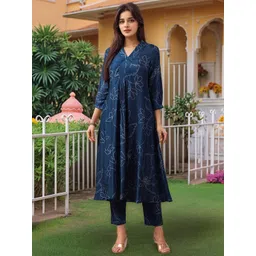 Aaghnya Women Floral Printed Regular Kurta with Trousers-image-35