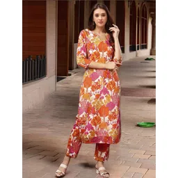 Aaghnya Women Printed Viscose Rayon Kurta Sets-picture-18