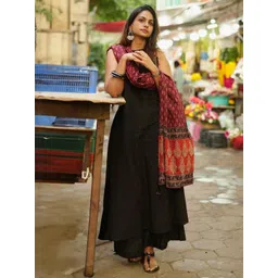 Aaghnya Women Viscose Rayon Kurta & Palazzos With Dupatta-picture-42