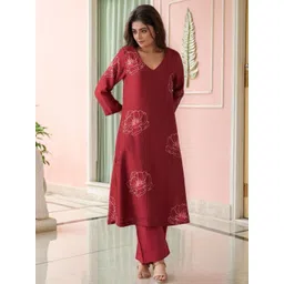 Aaghnya Women Viscose Rayon Kurta & Trousers-picture-20