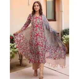 Aaghnya Women Viscose Rayon Printed Kurta Sets-picture-20