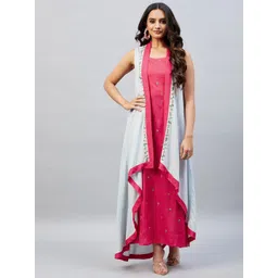 Aaheli Floral Embroidered A-Line Maxi Dress With Shrug-picture-14