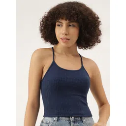 AAHWAN Shoulder Straps Ribbed Fitted Crop Top-picture-21