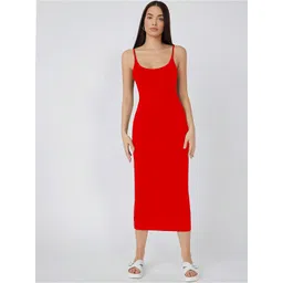AAHWAN Shoulder Straps Sleeveless Bodycon Midi Dress-picture-11