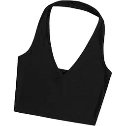 aahwan Solid Fitted V-Notch Halter Neckline with Spaghetti Straps Crop Top for Women's & Girl's-picture-37